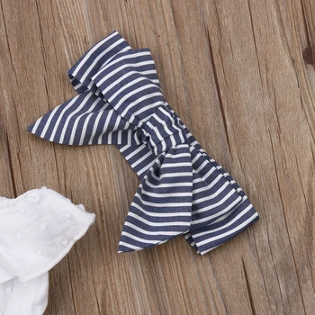 Kūdikių Drabužiai Bamblys Vaikas Baby Girl Rankovių Dirželis Viršūnes+Stripe Šortai+Lankelis 3PCS Komplektus Nustatyti Sunsuit