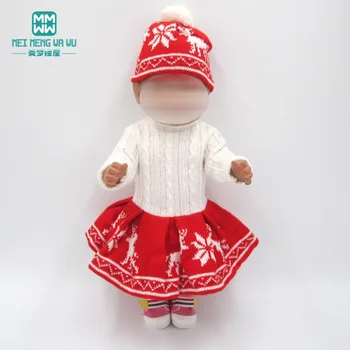 Kūdikių drabužiai lėlės tinka 43-45cm Amerikos lėlės ir new born lėlės priedai mados Kalėdų džemperis trijų dalių