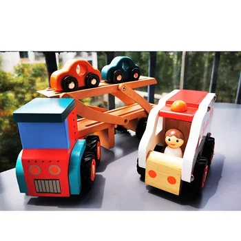 Kūdikių Mediniai Žaislai, Didelė Kaupimas Blokai Automobilių Greitosios pagalbos Traktoriaus Transporto Gaisro Variklio su Guminiais Ratais, Ankstyvo Mokymosi Žaislas