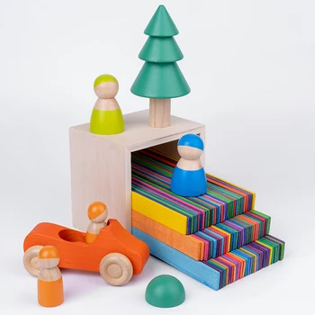 Kūdikių Žaislas Medinis Kūrybos vaivorykštė blokuoti Da Vinci Tiltas Švietimo Dėlionė 