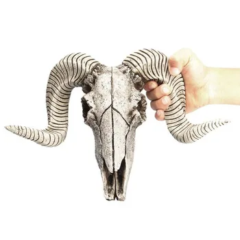 Kūrybos Dervos Avių Galvos Kaukolės Galvą Sienos Kabo 3D Gyvūnų Longhorn Skulptūra Figūrėlės Amatų Ragai Namų Puošimas Ornamentais