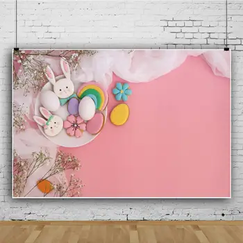 Laeacco Rožinė Velykų Fonas Fotografijai Kiaušiniai Pavasario Gėlės, Saldainiai Šalies Kūdikių Naujagimių Portretas Fone Photostudio