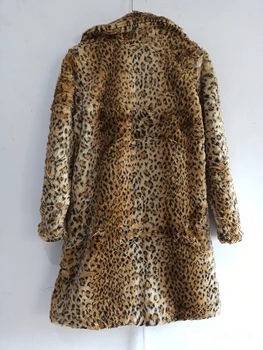 LANMREM 2021 Žiemos drabužių famale mados asmenybės leopardas spausdinti ilgas kailis atvartas dirbtiniais kailių paltai negabaritinių paltai moterims YJ984