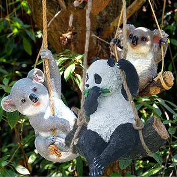 Lauko Sodo Derva Sūpynės Koala Panda Gyvūnų Kabantys Papuošalai Darželio Figūrėlės Amatų Kiemas 