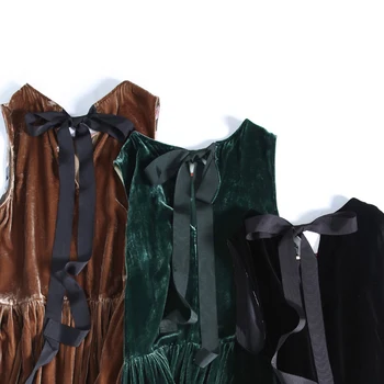 Lautaro Ilgas klostuotas plius dydis aksomo suknelė moterims, Elegantiškas maxi suknelės moterims vasaros 2020 Žalia juoda atsitiktinis suknelė be rankovių