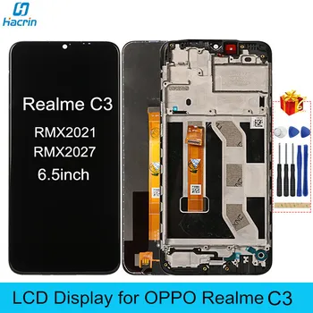 LCD Ekranas Realme C3 RMX2027 RMX2021 LCD su Rėmu Digizier Jutiklinio Ekrano Pakeitimas KOLEGA Realme C 3 6.5 colių Ekranas