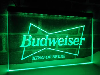 LE009 - Budweiser, King Alaus Baras Pub Klubas LED Neon Light Pasirašyti namų dekoro amatai