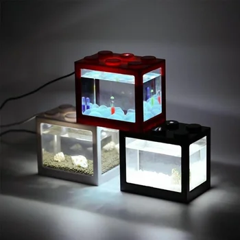 LED Akvariumo Mini Karosas Betta Žuvų Bakas Kūrybos Ekologinių Cilindrų Roplių Eilės Cilindrų Žuvų Office 