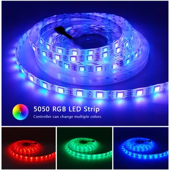 LED Juosta RGB 5050 DC12V 60LEDs/m Lanksčios RGB LED Šviesos RGBW 5050 LED Juosta 300LEDs 5m/daug Kalėdų šviesos led žibintai kambarys