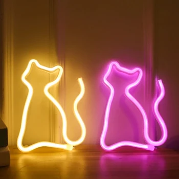LED Katė Neon Fėja, Kalėdų Žiburiai Prisijungti USB baterijomis, Patalpų, Miegamojo Girlianda Girliandą Vestuvių Šventės Puošmena