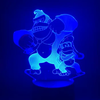 Led Nakties Šviesos Donkey Kong 3D Lempos Palieskite Jutiklio Miega Naktį, Šviesos, Vaikams Spalva Keičiasi Uždaras Vaikų Žaidimo pagrindiniai kištukiniai naktinių lempų lizdai