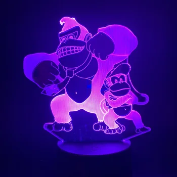 Led Nakties Šviesos Donkey Kong 3D Lempos Palieskite Jutiklio Miega Naktį, Šviesos, Vaikams Spalva Keičiasi Uždaras Vaikų Žaidimo pagrindiniai kištukiniai naktinių lempų lizdai