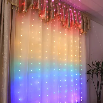 LED Rainbow Užuolaidų Žibintai Pasakų Girlianda ant Lango USB Šviesos Eilutę Kalėdų Miegamojo Kambarį Apdaila 1.5*2/3*2.8 M