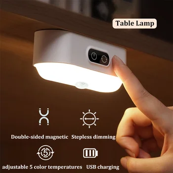 LED Stalo Lempa Kabo Judesio Jutiklis Magnetinis Tolygus Reguliavimas 5 Spalvų Temperatūros Namų Kabineto Studijų Skaitymo Nakties Šviesos