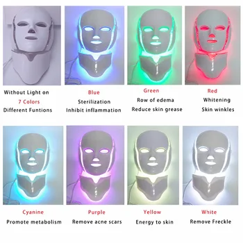 LED Veido Kaukė Led Veido Šviesos Terapija Radijo Veido Rejuvenator Microcurrents Spuogų Gydymas, Odos Priežiūros, 7 Spalvų LED Kaukė