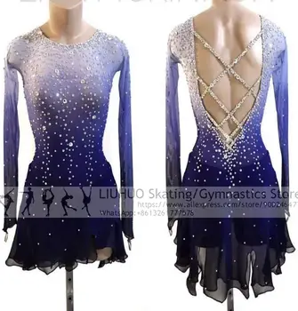 Ledo Čiuožimo Suknelė Moterų, mergaičių baleto Konkurencijos lotynų Dangus mėlynas Triko Paaugliams Čiuožimo suknelė moterų dancewear čiuožimo suknelė