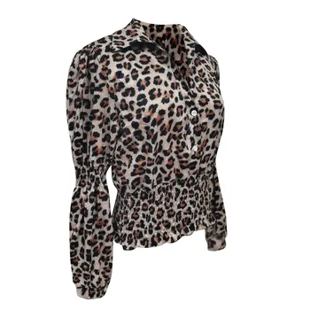 Leopard Palaidinė Moterims Marškinėliai Spausdinti Ilgomis Rankovėmis Moteriška Palaidinė Elegantiškas Mados Moteris, Palaidinės, 2021 M. Rudenį Mygtuką Ponios Viršų