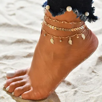 Lieti Anklets Moterų Ilgos Grandinės Kojų Apyrankės, bižuterijos Priedai 2019 Moterų Paplūdimio Kulkšnies apyrankę Nerūdijančio Plieno Anklet