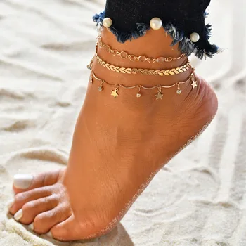 Lieti Anklets Moterų Ilgos Grandinės Kojų Apyrankės, bižuterijos Priedai 2019 Moterų Paplūdimio Kulkšnies apyrankę Nerūdijančio Plieno Anklet