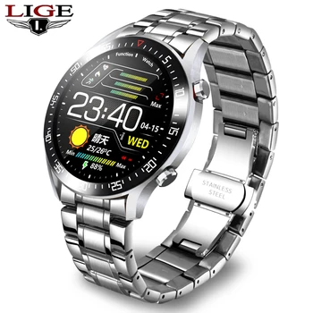 LIGE Visiškai Jutiklinis Ekranas Smart Watch Vyrų smartwatch 