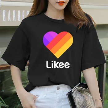 Likee app t-shirt likee širdies katė marškinėliai vaivorykštė t-marškinėliai moterims funny cat drabužius korėjos pop vasaros Moterų 2020 m. mergina marškinėliai