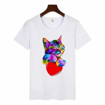 Likee app t-shirt likee širdies katė marškinėliai vaivorykštė t-marškinėliai moterims funny cat drabužius korėjos pop vasaros Moterų 2020 m. mergina marškinėliai