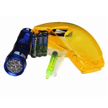 Liuminescencinės Nuotėkio Detektorių Rinkinys Daugiafunkcinis Automobilių Oro Kondicionavimo sistema Remonto Įrankiai, LED UV Žibintuvėlis Apsauginiai Akiniai Nustatyti