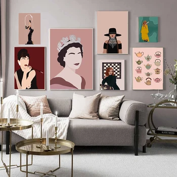 Llustration Sienos Meno Audrey Hepburn Karalienė Spausdinti Kim Kardashian Beyonce Plakatas Ir Spausdina Sienos Nuotrauka Už Kambarį Namų Dekoro