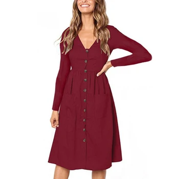 Long sleeve v-kaklo moterų suknelė mados rudens seksualus moteriškų dizainerio suknelė naują rudenį priežastinis suknelė moterims