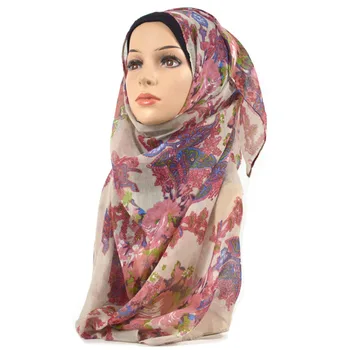 M34 Aukštos kokybės gėlių spausdinti viskozė hijab skara skara moterų skara/šalikai lankelis wrap 180*80cm 10vnt/daug gali pasirinkti spalvas