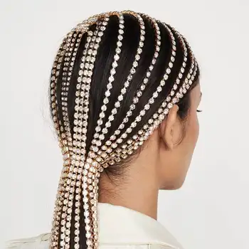 Mada karšto pardavimo Nuotakos Lankelis ilgai kutas plaukų grandinės reikmenys, tinkami moterų kristalų multi kryptis plaukų grandinės