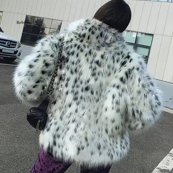 Mados atsitiktinis lady kailiniai paltai lapės kailinius, kailis vidutinio ilgio kostiumas apykaklės leopardas spausdinti kailiai, kailiniai paltai korėjos versija striukė