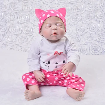 Mados Baby Doll Mergina Drabužius 22-23 colių Reborn Lėles Realus Pink Cat 55-57 cm Lėlės Priedai Kūdikių Drabužiai