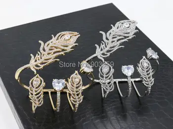 Mados dizaino didelių kalnų krištolas cirkonis star derliaus kristalų plunksnų palmių apyrankę vestuvių moterų fine jewelry