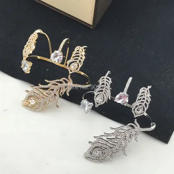 Mados dizaino didelių kalnų krištolas cirkonis star derliaus kristalų plunksnų palmių apyrankę vestuvių moterų fine jewelry