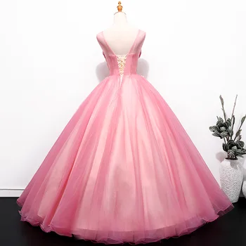Mados Elegantiškas Vestido De Noiva, Pink Gėlių Appliques O-Kaklo Ilgai Quinceanera Suknelės Pokylių Seksualus Šalis Suknelė Veiklos Suknelė