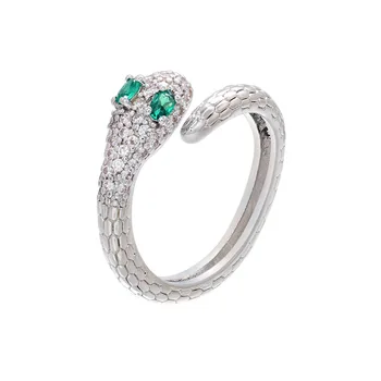 Mados Kubinis Cirkonis gyvatės Žiedas green crystal gyvatė atidaryti aukščio, žiedai, Moterų Papuošalai, Vestuvių, Sužadėtuvių papuošalai 2020 m.