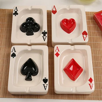 Mados Mini Pokerio Stiliaus Keramikos Peleninę Gyvenamojo Kambario, Biuro, Vonios Kambarys Stalas Peleninės Pelenų Saugojimo Dėklas Dėžės Ir Organizatorius Rūkymas