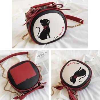 Mados Moterų krepšys, rankinė, Siuvinėjimo moterų pečių maišą cute kačių aukštos kokybės PU Odos crossbody krepšiai moterų 2021 grandinės