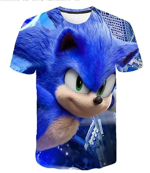 Mados Vasaros Vaikų Sonic Ežys Medvilnės marškinėliai Berniukams ir Mergaitėms 3D Atspausdintas Drabužius trumpomis Rankovėmis Unisex Viršūnių O-Kaklo Marškinėlius