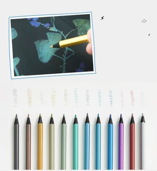 Marco metalo spalvos pieštukų rinkinys, Juodos medienos pieštukai Pieštuku tapybos, piešimo Meno reikmenys Kanceliarinės prekės mokyklinės prekės, FB495