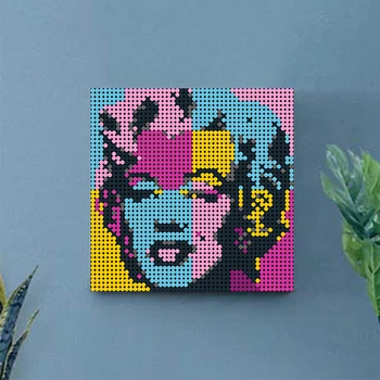 Marilyn Monroeed Pikselių Mozaikos Menas(48X48) SS Kūrybos Blokai Dažytos Fonas Apdaila 