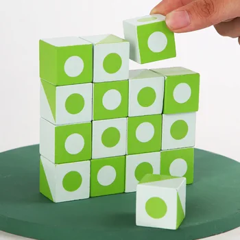 Mediniai Tangram Dėlionės Blokai Natūralaus Medžio Bloko Montesori Žaislai Bendrosios Švietimo Žaislai, 3D Puzzle Kūrybos Montessori Žaislas Vaikams