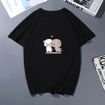 Medvilnė, Vasaros Nauji Marškinėliai Moteris Harajuku Ullzang Kawaii Print T-shirt Mielas Grafinis Marškinėlius Ponios Prarasti Kpop Viršuje Tees Femme