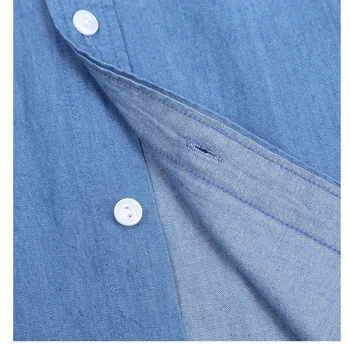 Medvilnės Džinsinio Marškinėliai Vyrams 2021 Nauja Vyrai Džinsai Marškiniai Chemise Homme Atsitiktinis Mygtuką Mados Mygtuką Camisas de Hombre, Mėlyna