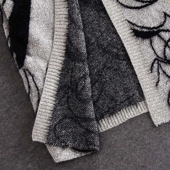 Medvilnės ir lino ilgai skyriuje grožio avataras šikšnosparnių rankovėmis storio prarasti spausdinti megztinis rudenį ir žiemą moterų mados cardigan