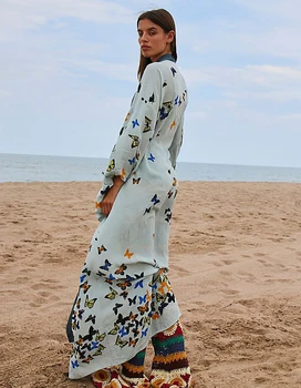 Medvilnės Padengti-ups Kimonos Paplūdimio Saida de Praia Paplūdimys padengti iki Pareos Playa de Mujer Kaftan Apsirengti maudymosi kostiumėlį, padengti iki Tunika