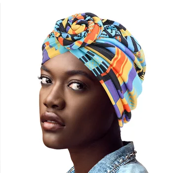 Medvilnės Turbaną Afrikos Modelio Gėlių Turbaną Moterų Mazgas Galvos wrap Bandana Skrybėlės Ponios Chemo Bžūp Apdangalai, Plaukų Accessor