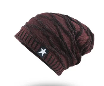 Megzta kepurė Šilta Kepuraitė Žmogui Hip-Hop Žiemos Skrybėlės Unisex vientisos Spalvos Dangtis Atsitiktinis Penkerių-pažymėjo Žvaigždutė Beanies Kepurės Suaugusiems