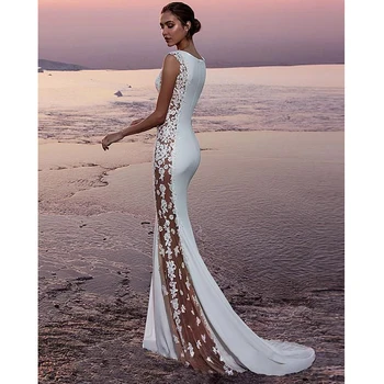 Meihuida 2019 Balta Nėrinių Ilgai Maix Suknelė Moteriški Berankoviai Vakarą Oficialią BallGown Vestido De Mujer